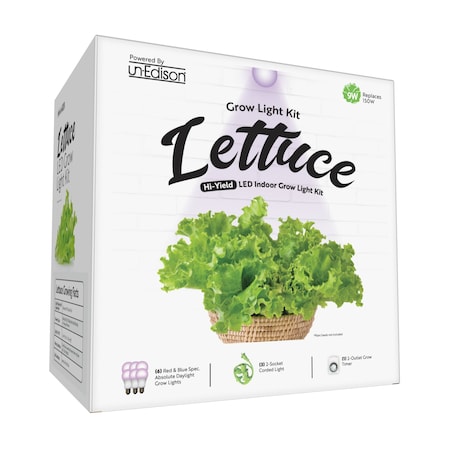 Miracle Led Unedison 2-Socket Lettuce Indoor Grow Light Kit Red&Blue Spectrum 9W Replaces 100W, Timer, 3PK 802037